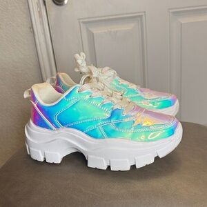 chunky Iridescent Platform Rave shoes/sneakers size 8